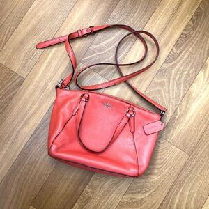 Coach F57563 Mini Kelsey - Orange / Coral Pebbled Leather - Satchel Crossbody